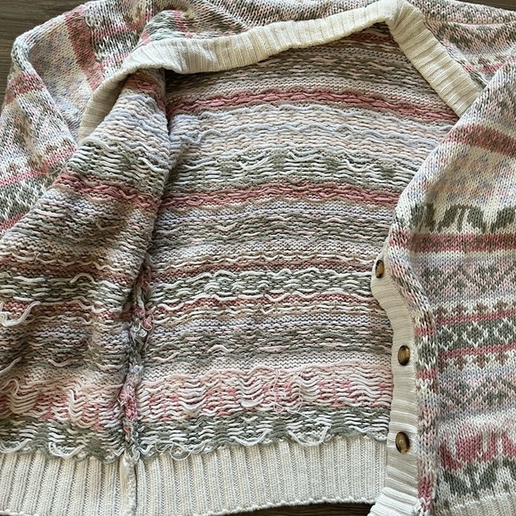 Vintage Van Heusen For Her Chunky Cable Knit Multicolor Cardigan Large - Picture 5 of 6
